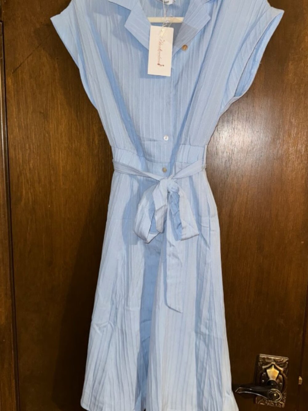 New! Bbonlinedress Collared Neck Button Down Belted Vintage Dress, Size M